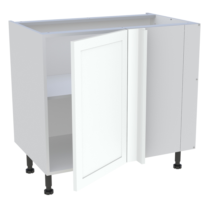Meuble bas d'angle cuisine 1 porte H. 87 cm x L. 90 cm - Blanc cadre