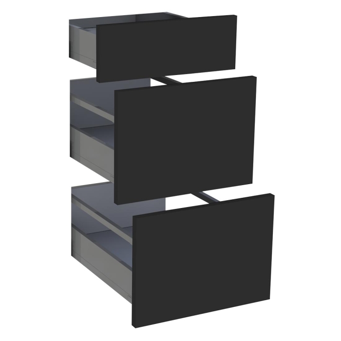 Kit façade meuble cuisine Noir Mat 1 tiroir, 2 casseroliers H. 71,7 cm L. 39,7 cm