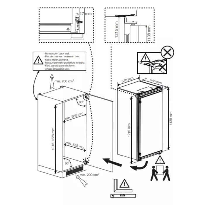 Réfrigérateur encastrable 1 porte 122 cm avec congélateur