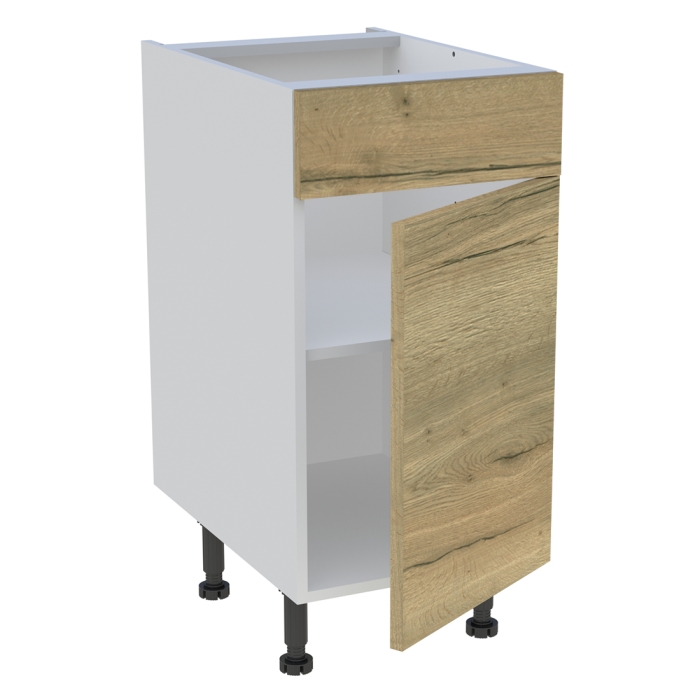 Meuble bas cuisine 1 porte, 1 faux tiroir H. 87 cm x L. 40 cm - Chêne structuré