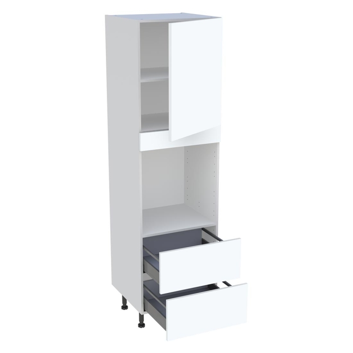 Colonne cuisine 1 porte, 2 casseroliers H. 216,6 cm x L. 60 cm - CF2C1P - Blanc mat