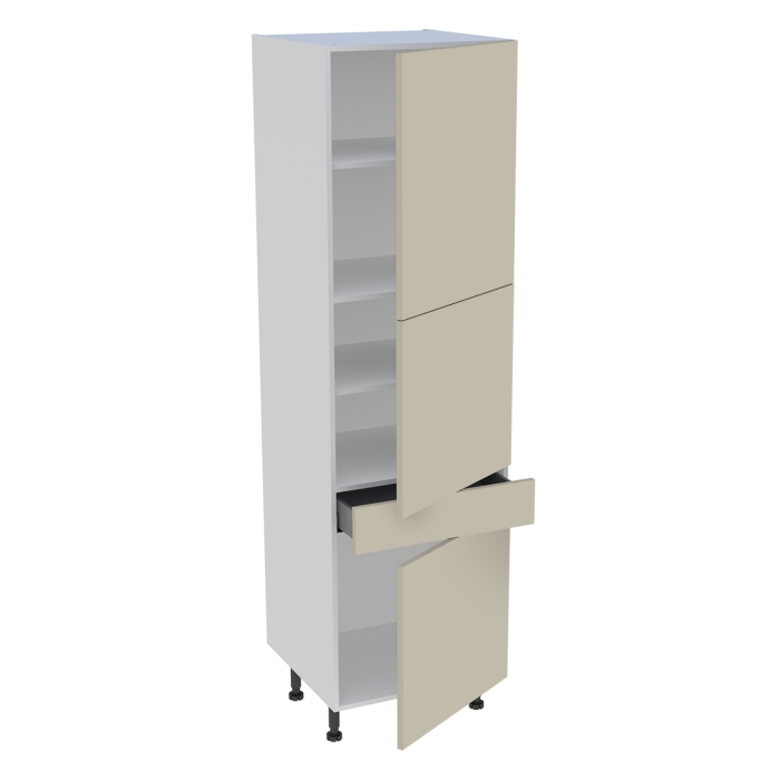 Colonne cuisine 3 portes, 1 tiroir H. 216,6 cm x L. 60 cm - Beige mat