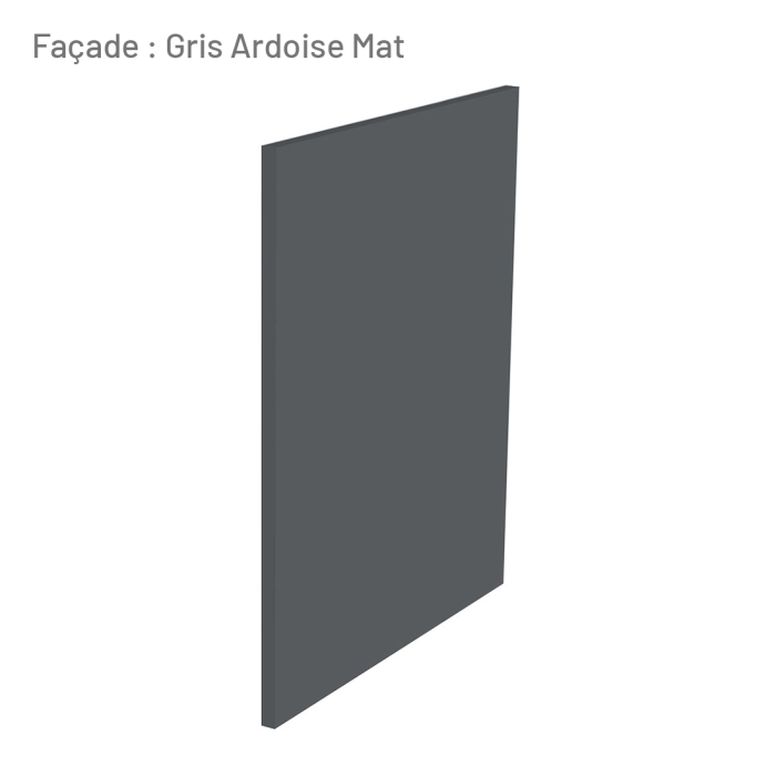 Cuisine complète Noyer et Gris mat 180 cm avec meuble micro-ondes - Avec Plan de travail et Crédence