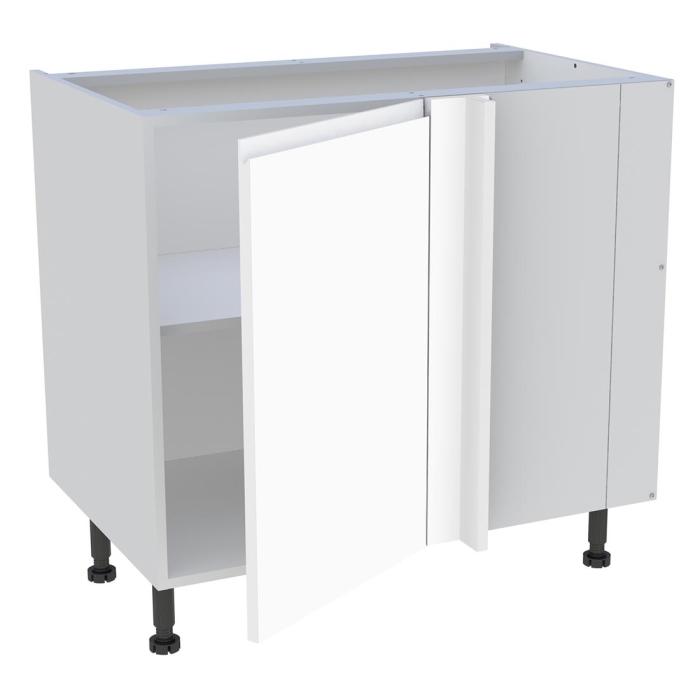 Meuble bas d'angle cuisine 1 porte H. 87 cm x L. 90 cm - Blanc mat sans poignée