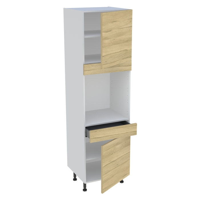 Colonne cuisine 2 portes, 1 tiroir H. 216,6 cm x L. 60 cm - Chêne clair