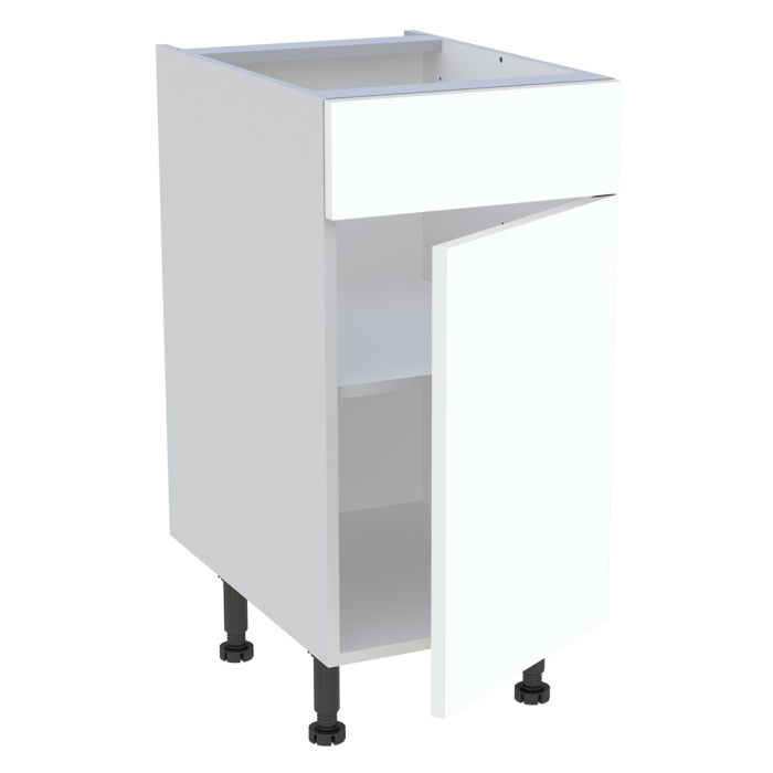 Meuble bas cuisine 1 porte, 1 faux tiroir H. 87 cm x L. 40 cm - Blanc chaud mat