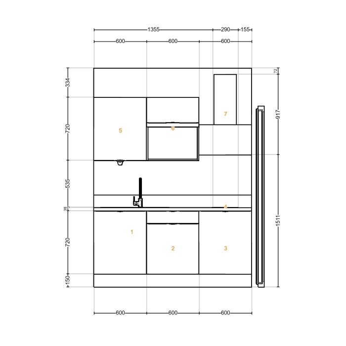 Cuisine préconfigurée linéaire 180 cm coloris Blanc Mat