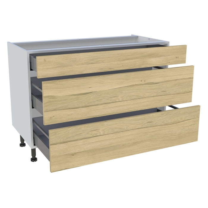 Meuble bas cuisine 1 tiroir, 2 casseroliers H. 87 cm x L. 120 cm - Chêne clair
