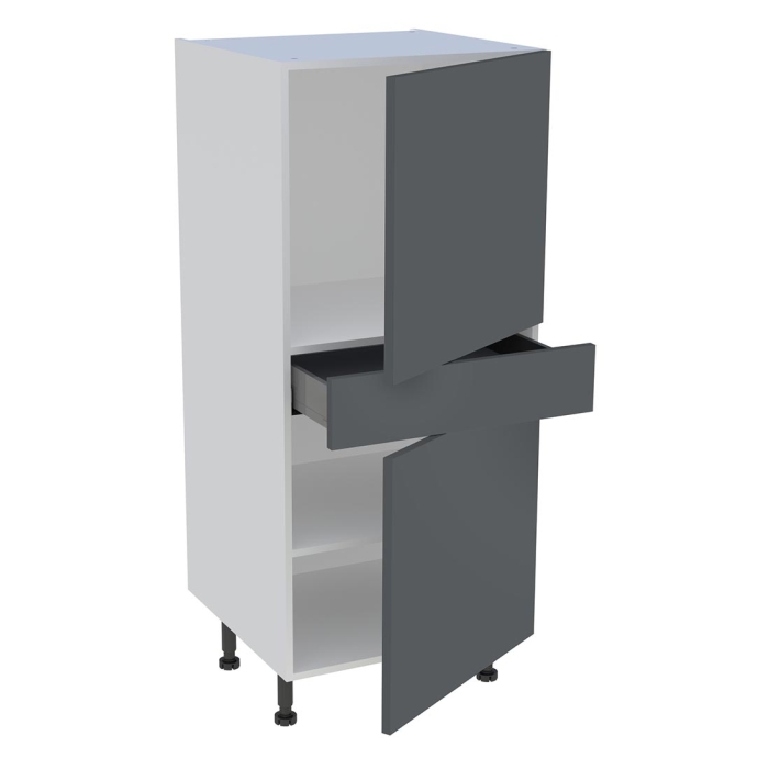 Demi colonne cuisine 1 tiroir, 2 portes H. 129,6 cm x L. 60 cm - Gris ardoise mat