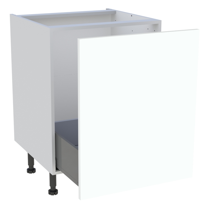 Meuble bas cuisine 1 coulissant H. 87 cm x L. 60 cm - Blanc chaud mat