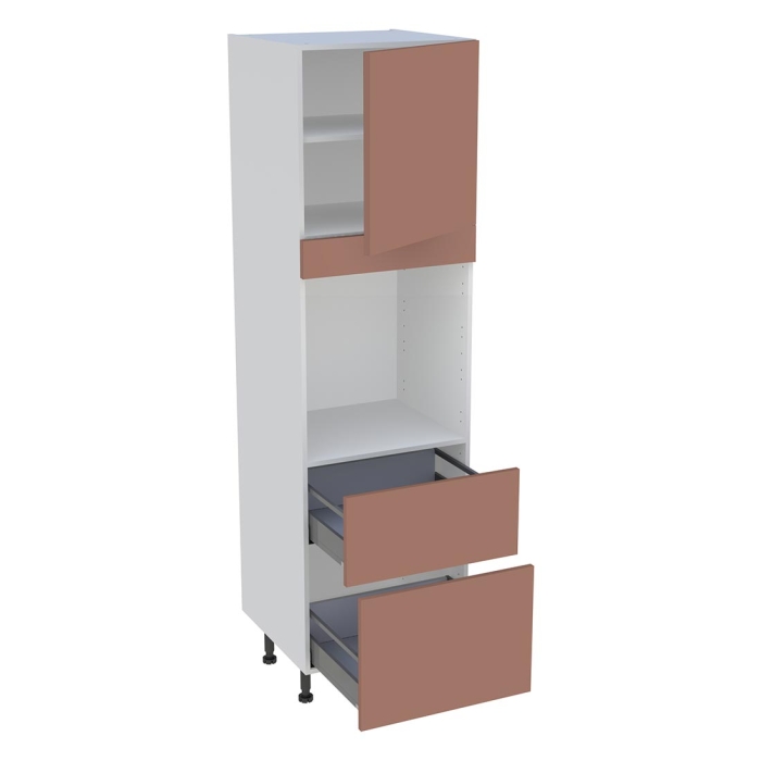 Colonne cuisine 1 porte, 2 casseroliers H. 216,6 cm x L. 60 cm - CF1P2C60 - Terracotta mat
