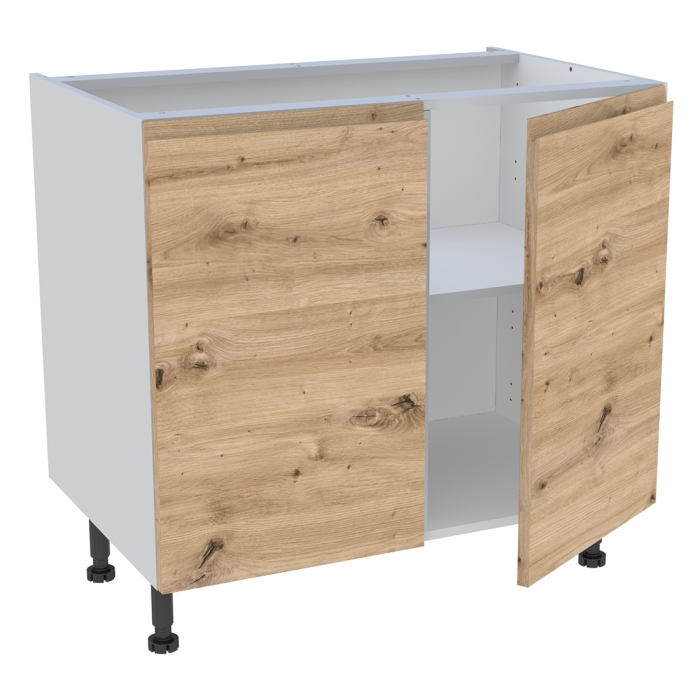 Meuble bas cuisine 2 portes H. 87 cm x L. 90 cm - Chêne naturel sans poignée