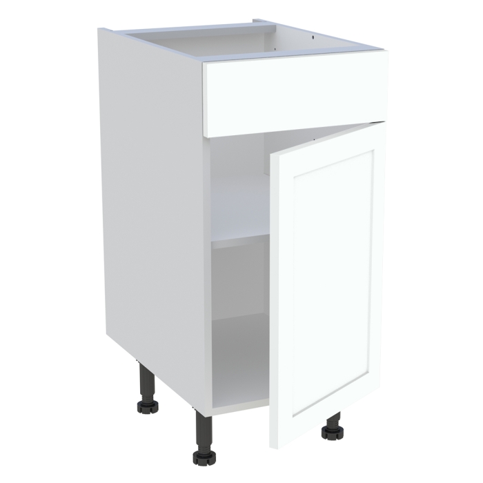Meuble bas cuisine 1 porte, 1 faux tiroir H. 87 cm x L. 40 cm - Blanc cadre