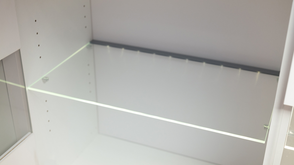 Tablette en verre avec réglette LED - L. 80 cm
