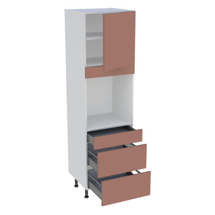 Colonne cuisine 1 porte, 1 tiroir, 2 casseroliers H. 216,6 cm x L. 60 cm - Terracotta mat