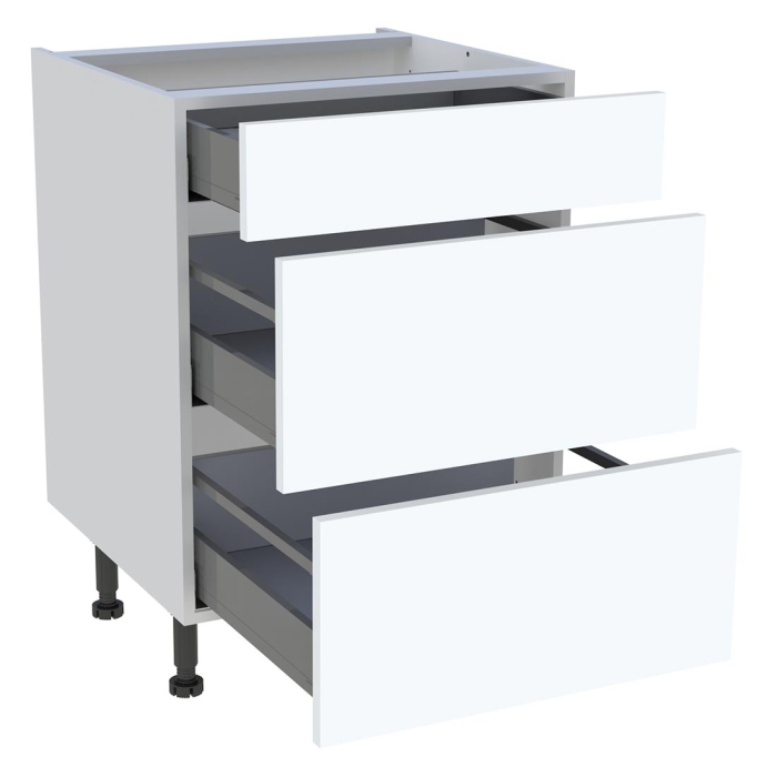 Meuble bas cuisine 1 tiroir, 2 casseroliers H. 87 cm x L. 60 cm - Blanc mat