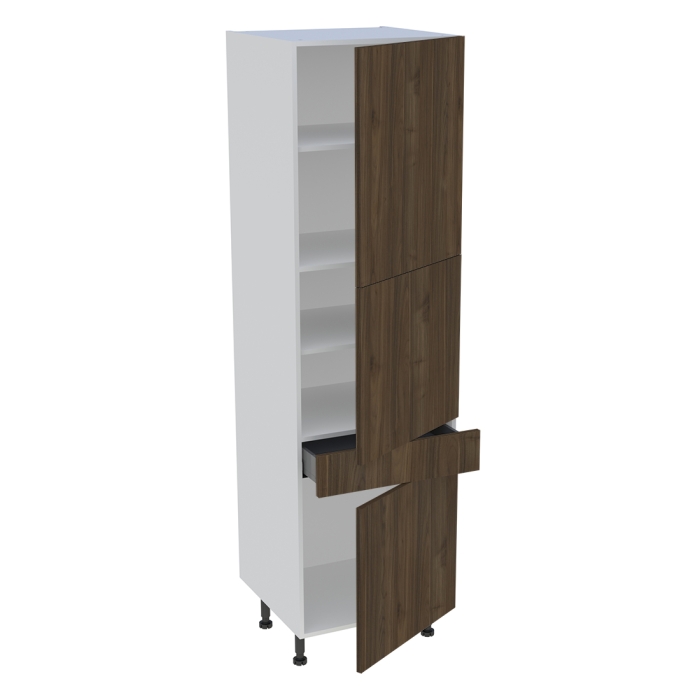 Colonne cuisine 3 portes, 1 tiroir H. 216,6 cm x L. 60 cm - Noyer foncé