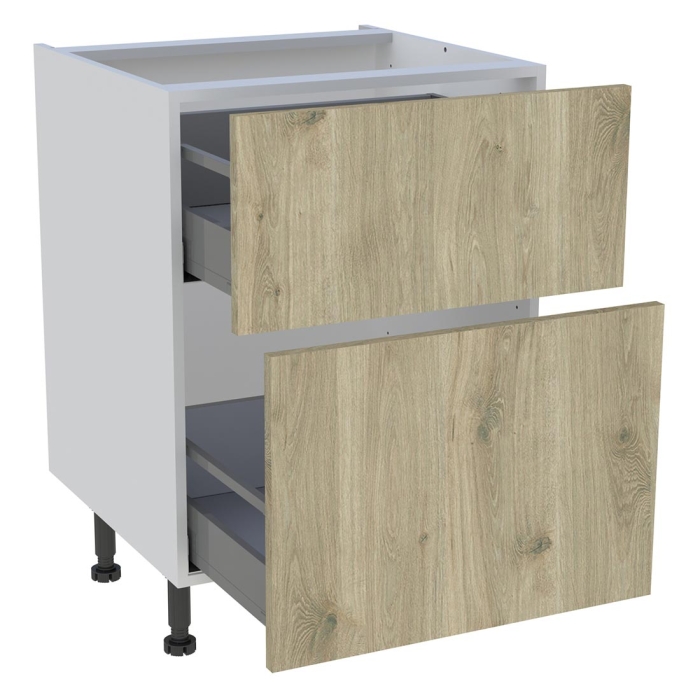 Meuble bas cuisine 2 casseroliers H. 87 cm x L. 60 cm - Chêne doré