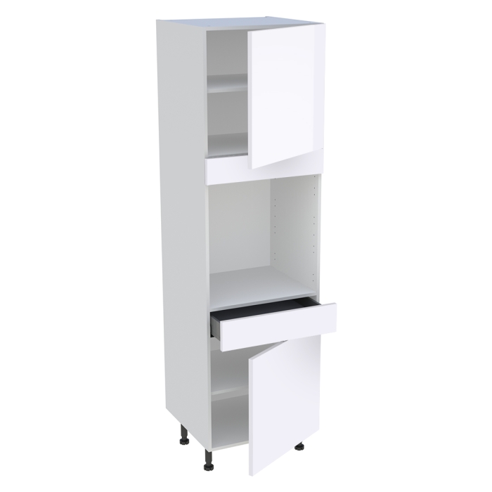 Colonne cuisine 2 portes, 1 tiroir H. 216,6 cm x L. 60 cm - Blanc brillant