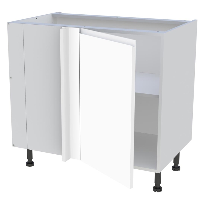 Meuble bas d'angle cuisine 1 porte H. 87 cm x L. 90 cm - Blanc mat sans poignée