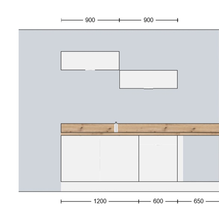 Cuisine complète en angle meubles hauts relevants Noir mat 280 cm 