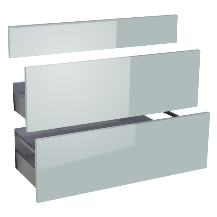 Kit façade meuble cuisine Gris Cendre Brillant 1 faux tiroir, 2 casseroliers H. 71,7 cm L. 89,7 cm