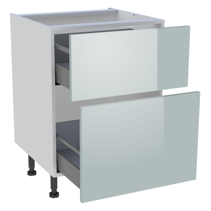Meuble bas cuisine 2 casseroliers H. 87 cm x L. 60 cm - Gris cendre brillant