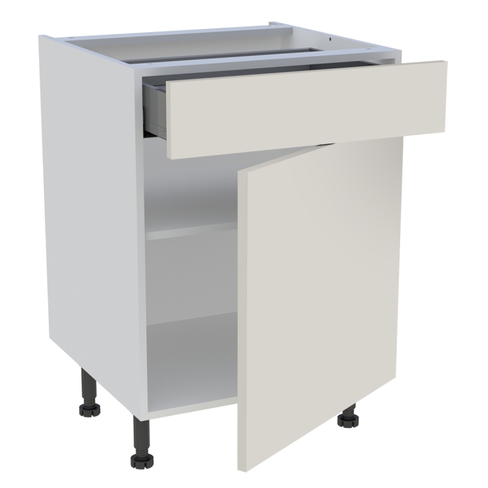 Meuble bas cuisine 1 porte, 1 tiroir H. 87 cm x L. 60 cm - Lin mat
