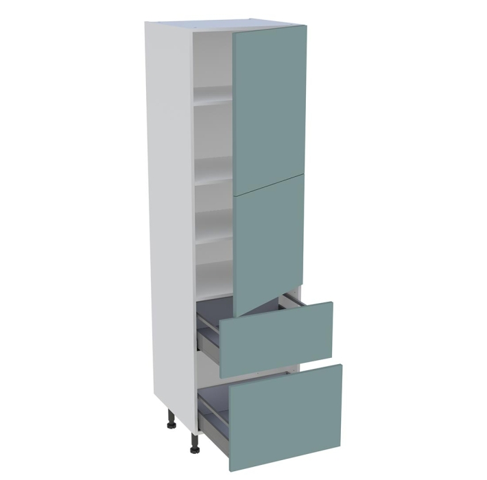 Colonne cuisine 2 portes, 2 casseroliers H. 216,6 cm x L. 60 cm - Vert opale mat