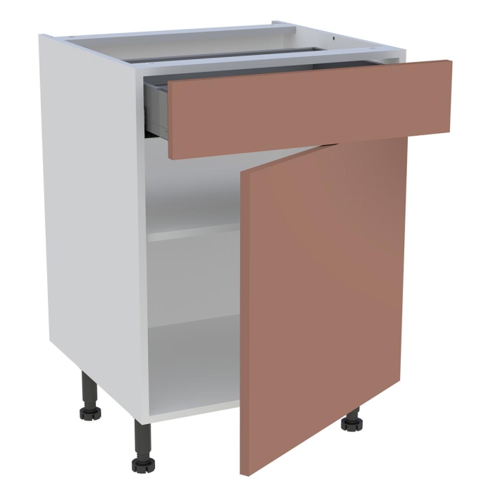 Meuble bas cuisine 1 porte, 1 tiroir H. 87 cm x L. 60 cm - Terracotta mat