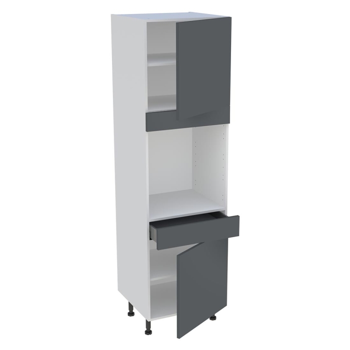 Colonne cuisine 2 portes, 1 tiroir H. 216,6 cm x L. 60 cm - Gris ardoise mat