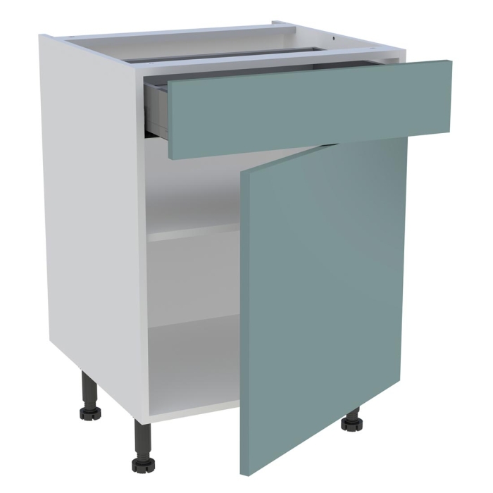 Meuble bas cuisine 1 porte, 1 tiroir H. 87 cm x L. 60 cm - Vert opale mat
