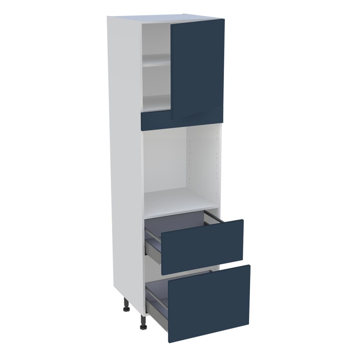 Colonne cuisine 1 porte, 2 casseroliers H. 216,6 cm x L. 60 cm - CF1P2C60 - Bleu nuit mat
