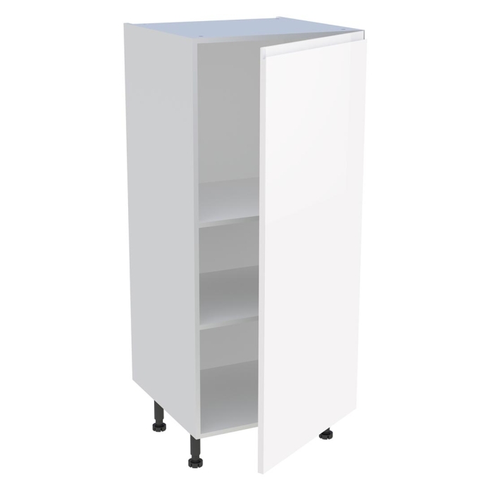 Demi colonne cuisine 1 porte H. 129,6 cm x L. 60 cm - Blanc brillant sans poignée