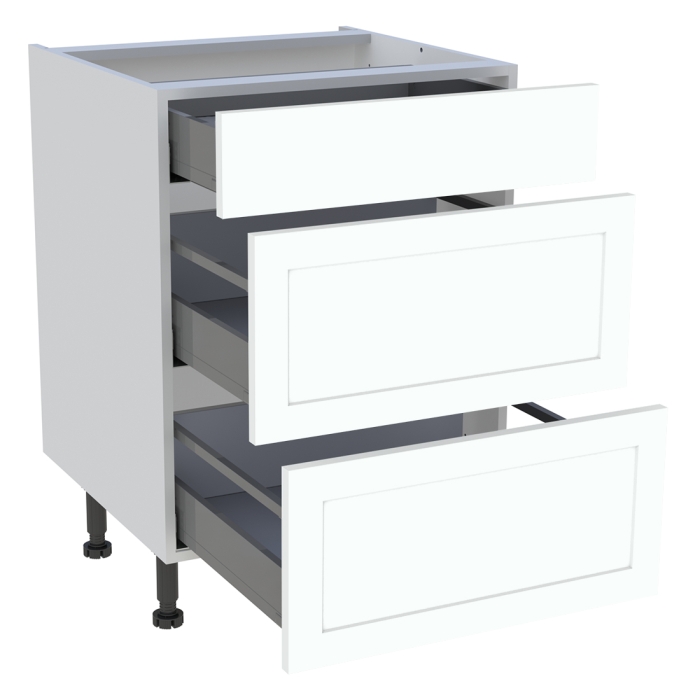 Meuble bas cuisine 1 tiroir, 2 casseroliers H. 87 cm x L. 60 cm - Blanc cadre