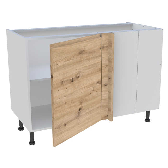 Meuble bas d'angle cuisine 1 porte H. 87 cm x L. 120 cm - Chêne naturel sans poignée