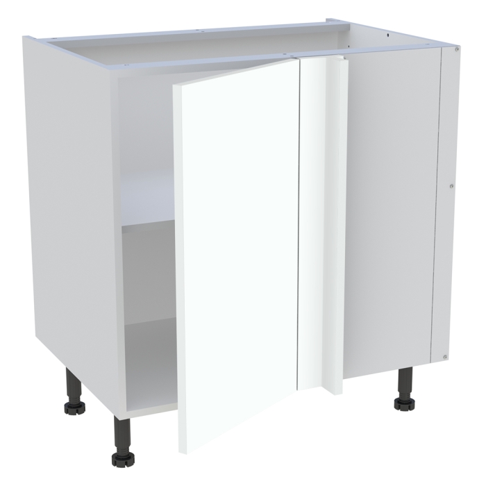 Meuble bas d'angle cuisine 1 porte H. 87 cm x L. 80 cm - Blanc chaud mat