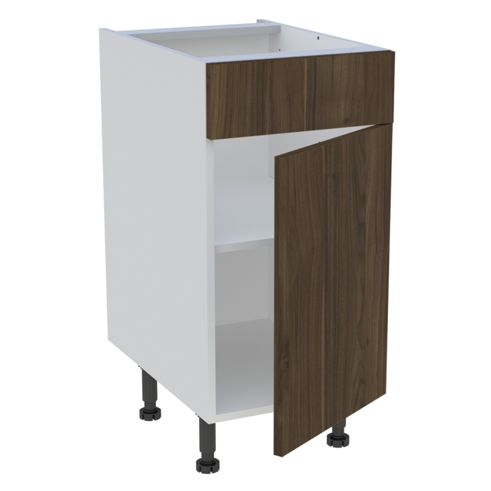 Meuble bas cuisine 1 porte, 1 faux tiroir H. 87 cm x L. 40 cm - Noyer foncé