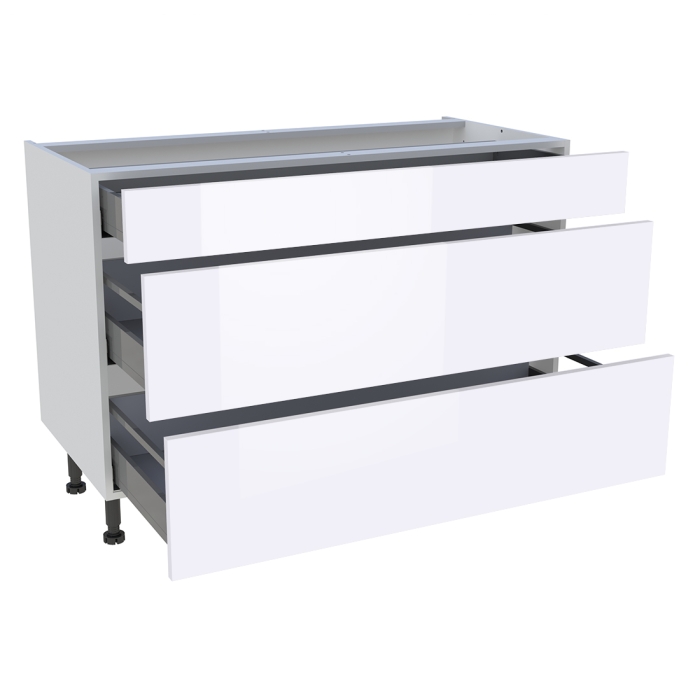 Meuble bas cuisine 1 tiroir, 2 casseroliers H. 87 cm x L. 120 cm - Blanc brillant
