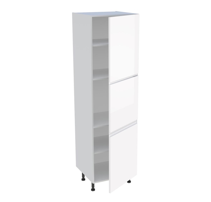 Colonne cuisine 3 portes H. 216,6 cm x L. 60 cm - Blanc brillant sans poignée