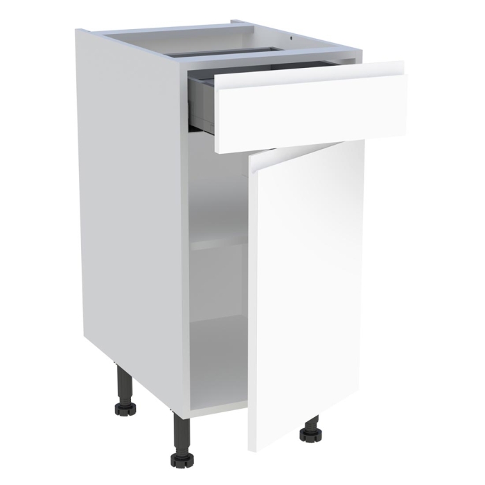 Meuble bas cuisine 1 porte, 1 tiroir H. 87 cm x L. 40 cm - Blanc mat sans poignée