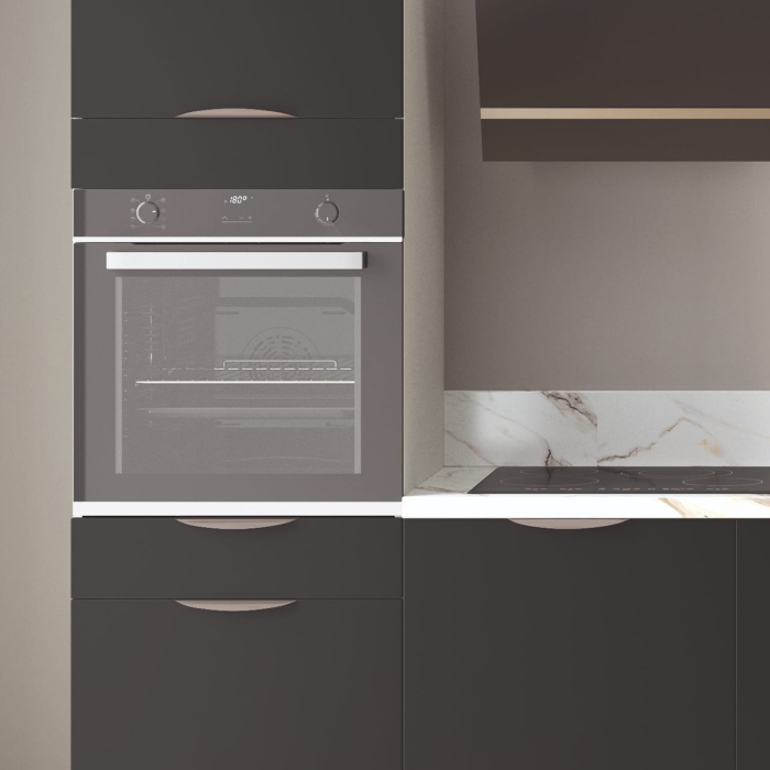 Cuisine complète Noir mat 240 cm avec meuble colonne
