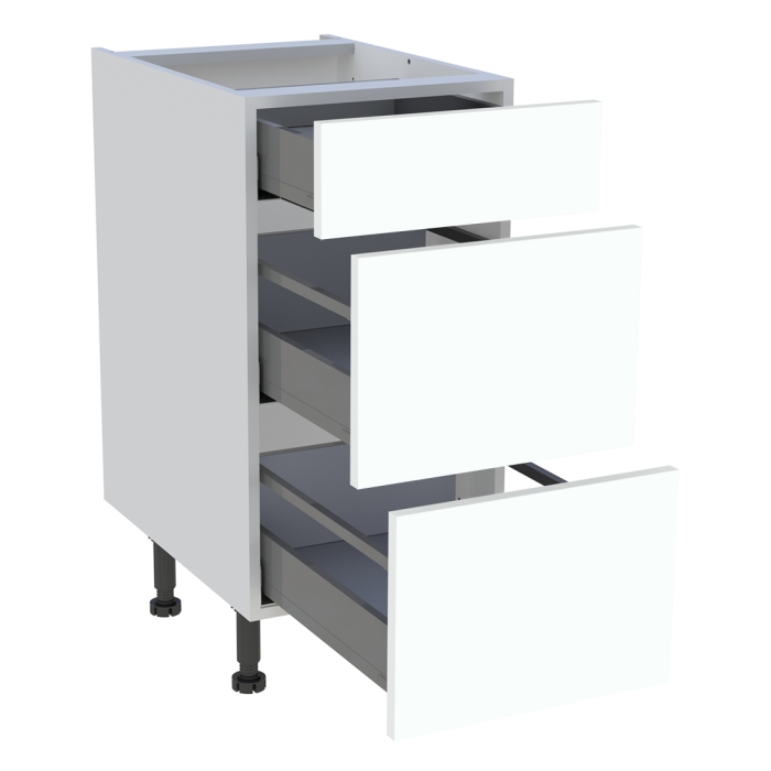 Meuble bas cuisine 1 tiroir, 2 casseroliers H. 87 cm x L. 40 cm - Blanc chaud mat