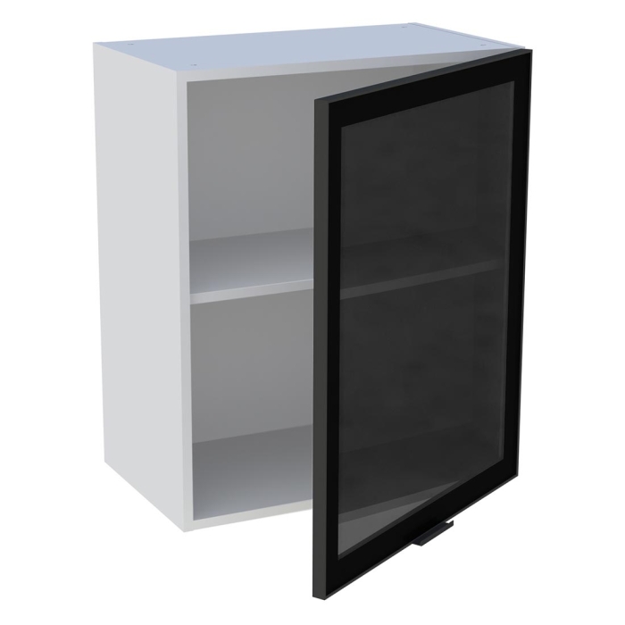 Meuble haut cuisine 1 porte H. 72 cm x L. 60 cm - Porte vitrée noire