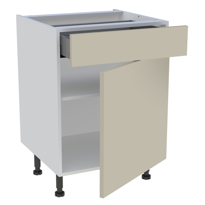 Meuble bas cuisine 1 porte, 1 tiroir H. 87 cm x L. 60 cm - Beige mat