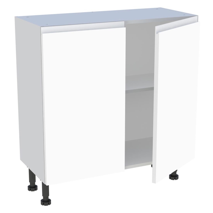 Meuble bas cuisine 2 portes H. 87 cm x L. 80 cm x P. 36,9 cm - Blanc mat sans poignée