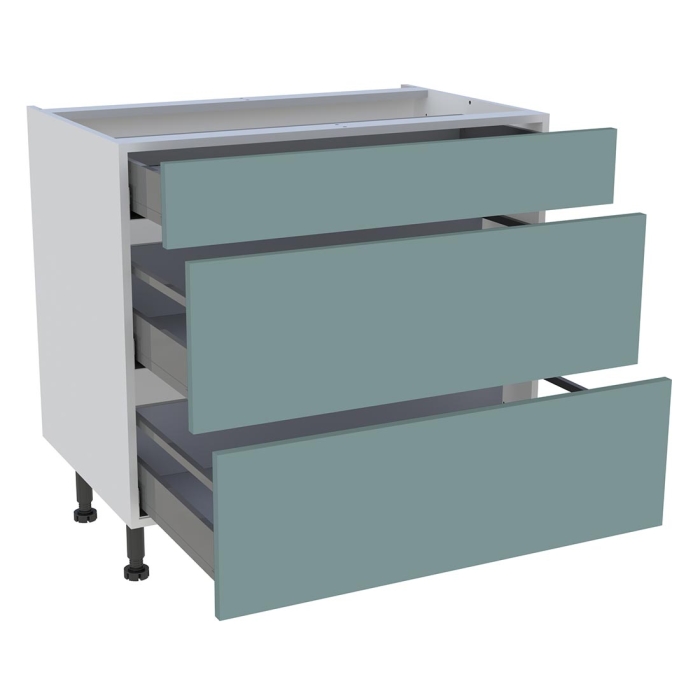 Meuble bas cuisine 1 tiroir, 2 casseroliers H. 87 cm x L. 90 cm - Vert opale mat