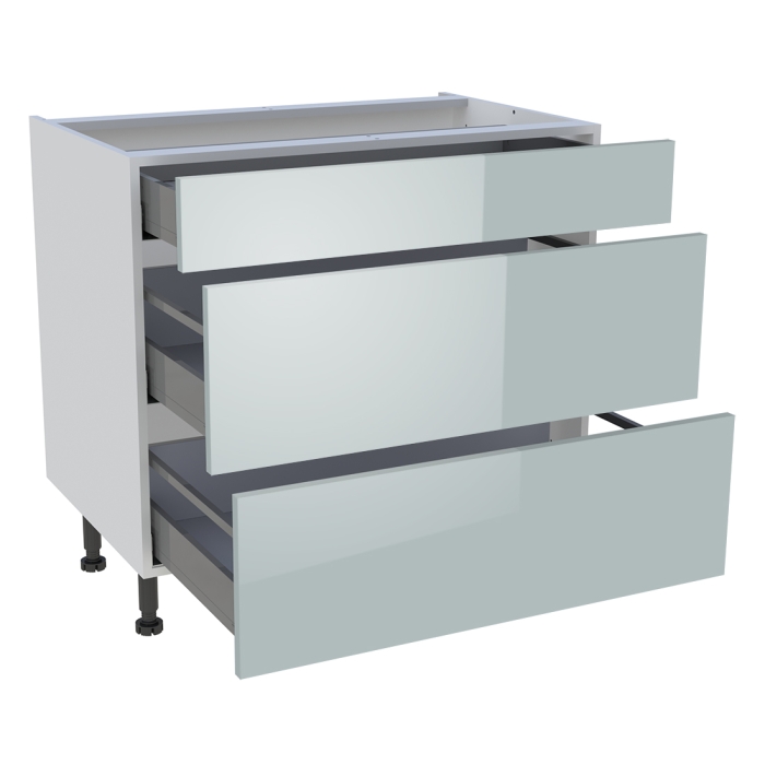Meuble bas cuisine 1 tiroir, 2 casseroliers H. 87 cm x L. 90 cm - Gris cendre brillant