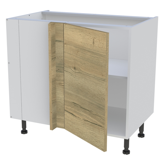 Meuble bas d'angle cuisine 1 porte H. 87 cm x L. 90 cm - Chêne structuré