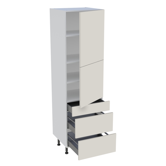 Colonne cuisine 2 portes, 1 tiroir, 2 casseroliers H. 216,6 cm x L. 60 cm - Lin mat